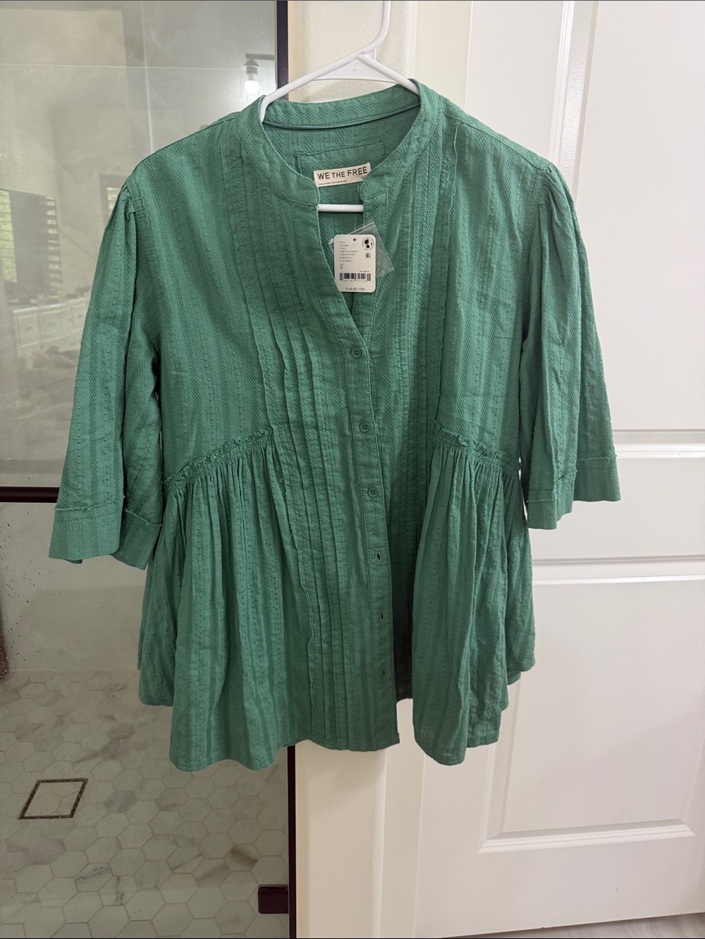 We The Free Green Button-Up Peasant Tunic